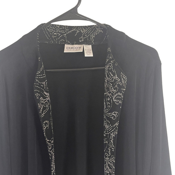 Chico's Size Medium Black Open Front Black Acetate Cardigan - Picture 3 of 7